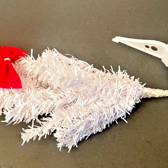 White Artificial Christmas Tree 16" x 12" Table Top Easy Storage Removable Stand - Picture 3 of 6